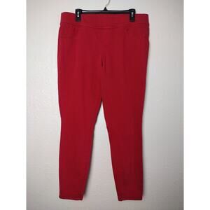 Torrid Women's Lean Jean 1R Red Pull On Pockets Tapered Stretch Mid Rise 14/16